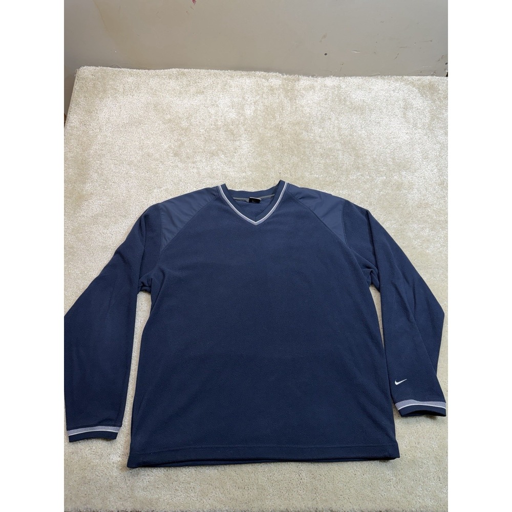 Vintage Nike Golf Windbreaker Mens Large Blue White Swoosh Fleece Pullover